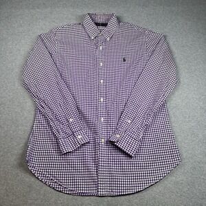 Polo Ralph Lauren Purple Gingham Button-Down Shirt Men's M Cotton Vintage